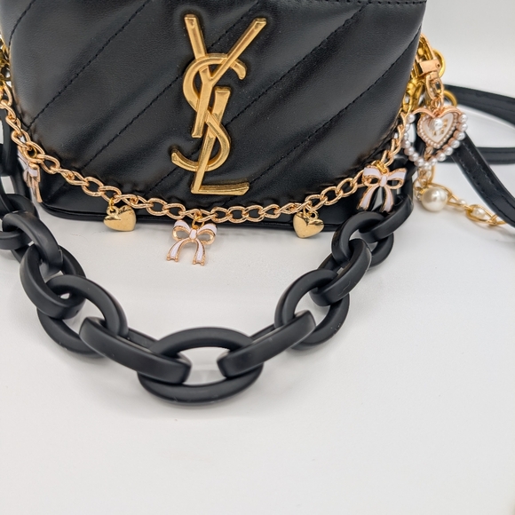 YSL Beauté Vanity Case w/ Styled Charm Chains| Black Crossbody| BNIB - Picture 4 of 15